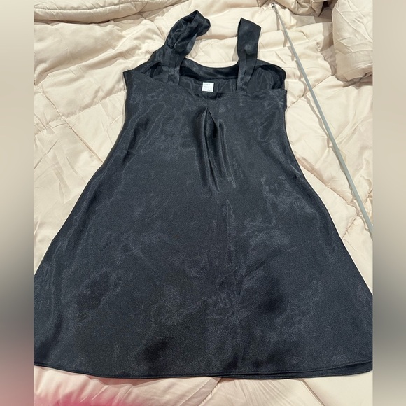 Winlar black slip dress, midi, wide straps, flowing, fairy, satin, SP - Picture 4 of 7